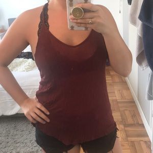 Burgundy low back tank